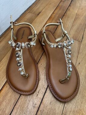 Marbella Gold Jeweled Sandals